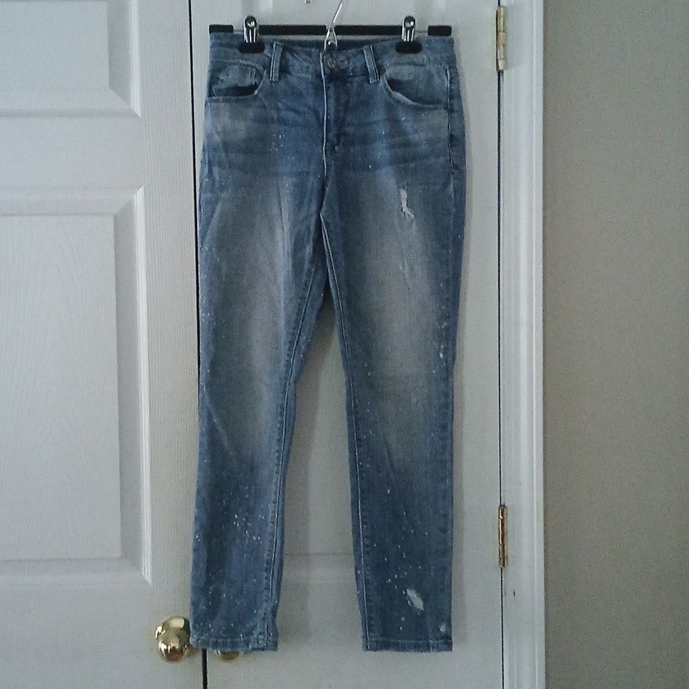 Laurie  Felt Classic Boyfriend distressed paint splotch jeans  Sz 2  EUC